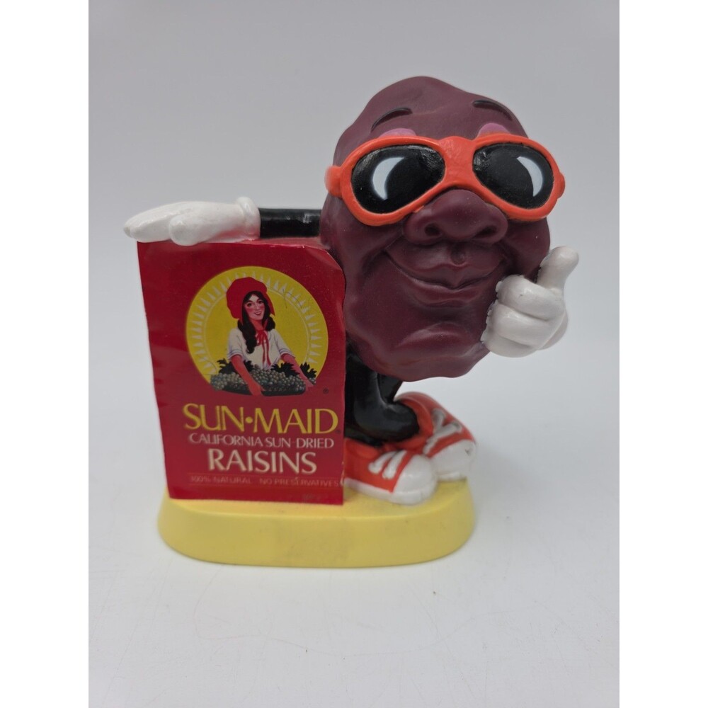 #1 Vintage 1987 Sun-Maid California Raisin Coin Bank Vinyl/Plastic Collectible